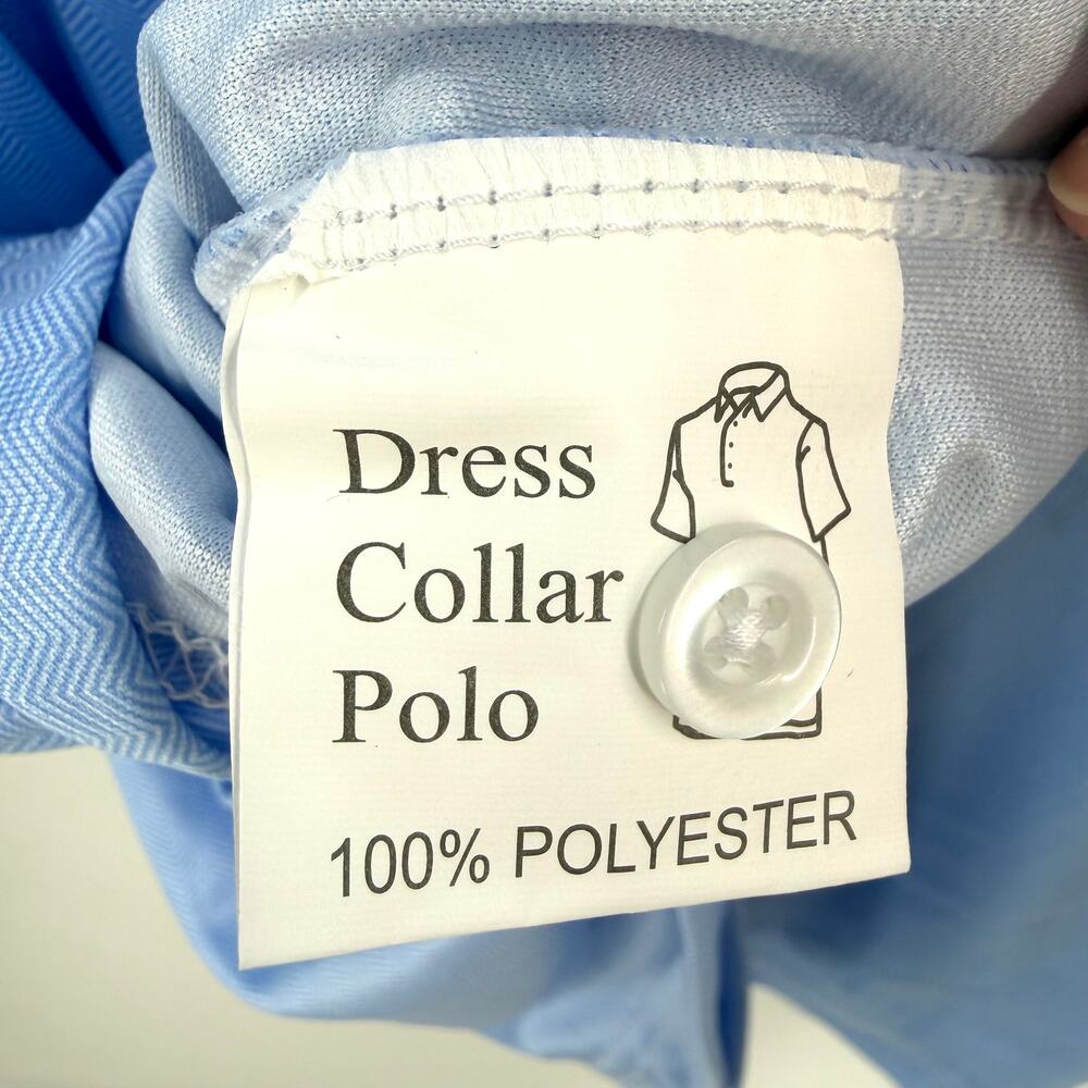 Collars & Co Blue Herringbone Dress Collar Polo Size L - Picture 4 of 6